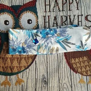 Blue and white  button headband